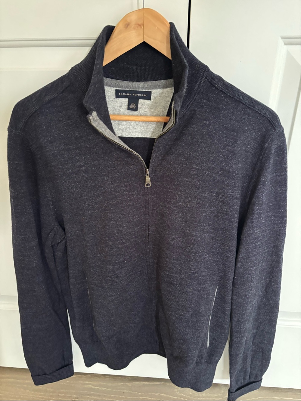 Banana Republic Men’s zip up cardigan Sweater - Dark Heather Navy